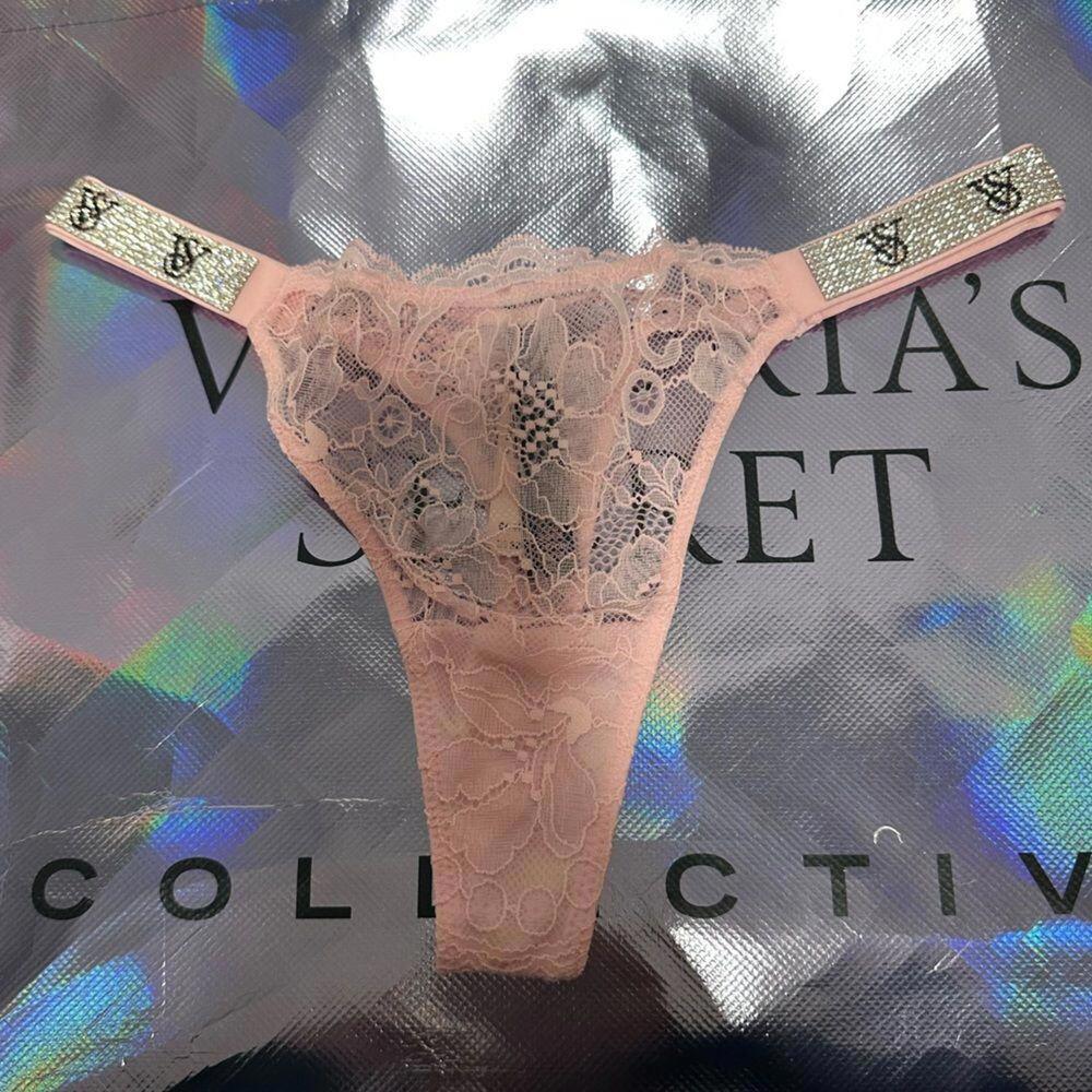 Victorias Secret Shine Strap Lace Thong Panty
